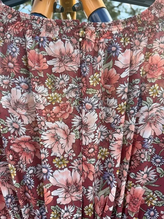 ASTR The Label Floral Midi Dress Small Pink Smocked Long Sleeve Boho Cottagecore - Picture 7 of 7